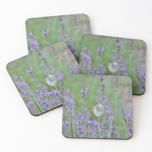 Item preview, White Cabbage Butterfly in Purple Lavender Field designed and sold by MiraNadaPrints.