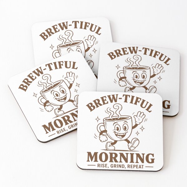 Item preview, Brewtiful Morning Rise Grind Repeat Retro Coffee designed and sold by ElcastDesigns.