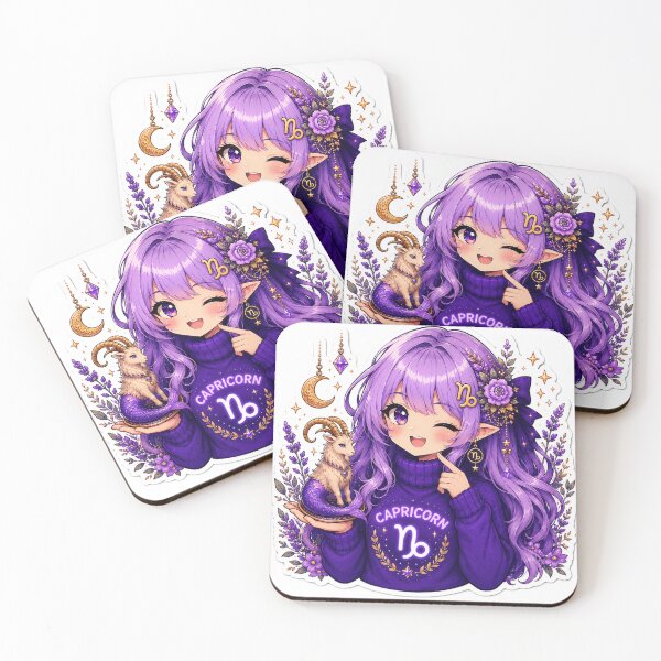 Item preview, Kawaii Capricorn Zodiac Girl Sticker | Cute Purple Anime Capricorn Art | Magical Astrology Gift designed and sold by MysticPurpleHue.