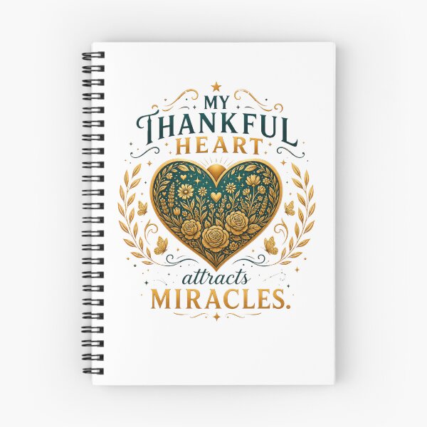 Item preview, My Thankful Heart Attracts Miracles | Inspirational Gratitude Floral Heart designed and sold by Prosperiqlife.