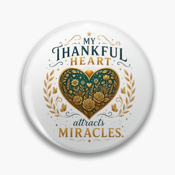 Item preview, My Thankful Heart Attracts Miracles | Inspirational Gratitude Floral Heart designed and sold by Prosperiqlife.