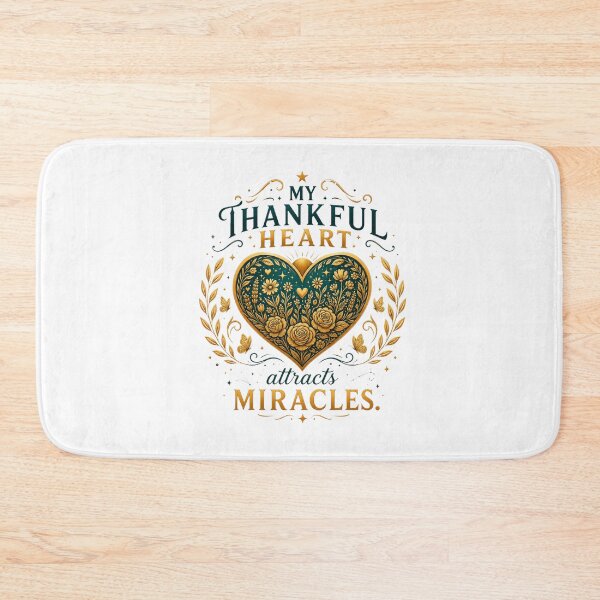Item preview, My Thankful Heart Attracts Miracles | Inspirational Gratitude Floral Heart designed and sold by Prosperiqlife.