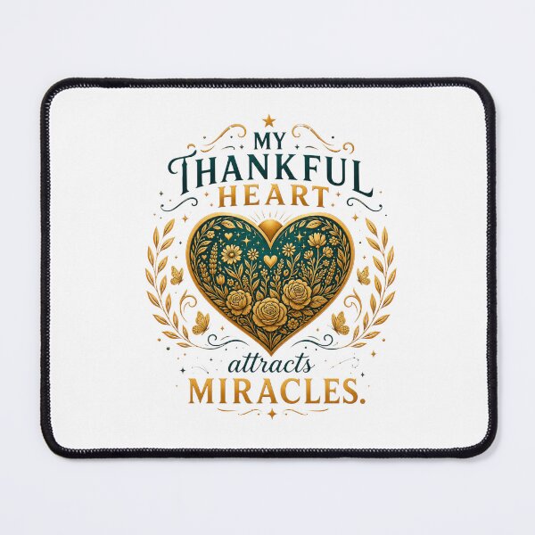 Item preview, My Thankful Heart Attracts Miracles | Inspirational Gratitude Floral Heart designed and sold by Prosperiqlife.