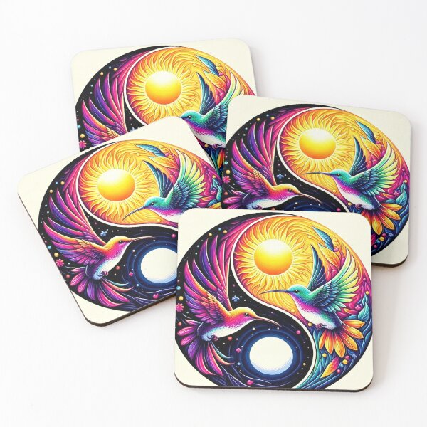 Item preview, Yin Yang Sun and Moon Hummingbirds - Colorful Balance designed and sold by Hipatye26.