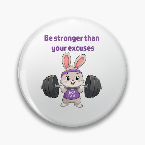 Item preview, Be Stronger Than Your Excuses Workout Bunny Cartoon designed and sold by     Fatma Creates.