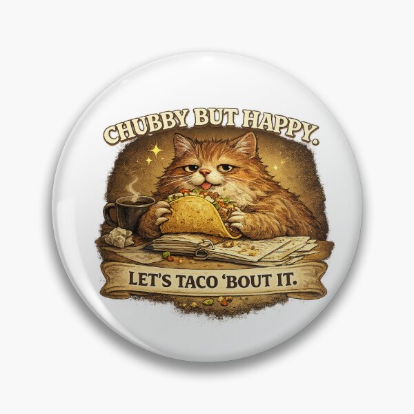 Item preview, Chubby But Happy Let's Taco 'Bout It Funny Cat designed and sold by RetroPop23.