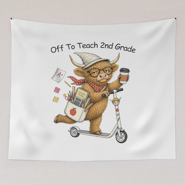 Item preview, Off To Teach 2nd Grade Highland Cow Funny Teacher Back To School designed and sold by kiralynstration.