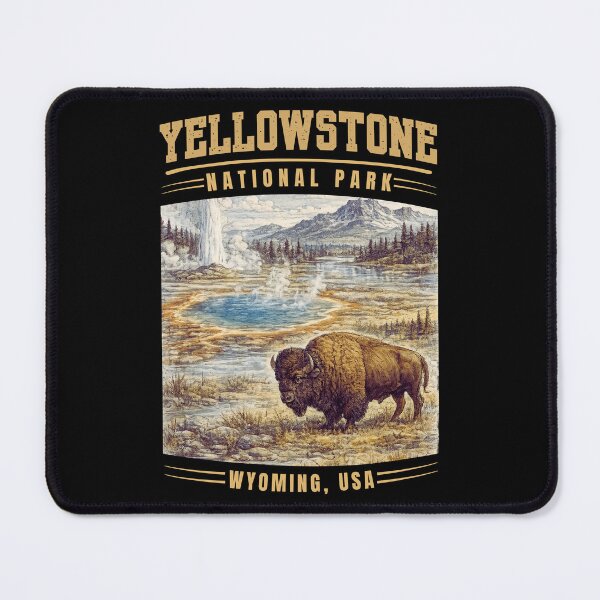 Item preview, Yellowstone National Park Wyoming USA Vintage Mountain Adventure Graphic T-Shirt for National Park Travelers designed and sold by Teetreasure2.
