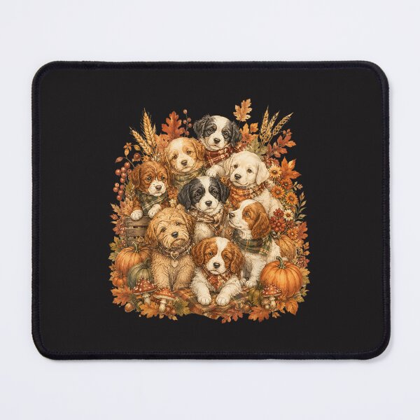 Item preview, Autumn Puppy Dogs Vintage Fall Leaves Pumpkin Cottagecore Pet Lover designed and sold by kiralynstration.