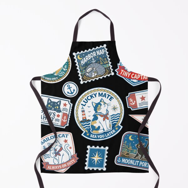 Item preview, Nautical Cat Patch Collection - Vintage Maritime Cat Design designed and sold by AckeeWolf.