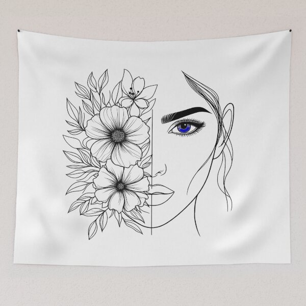 Item preview, Bohemian Woman Face with Floral Details designed and sold by Nitta Studio.