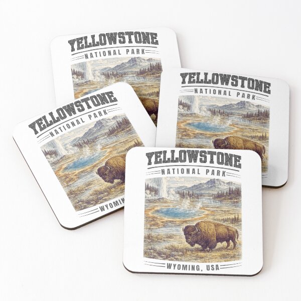 Item preview, Yellowstone National Park Wyoming USA Vintage Mountain Adventure Graphic T-Shirt for National Park Travelers designed and sold by Teetreasure2.