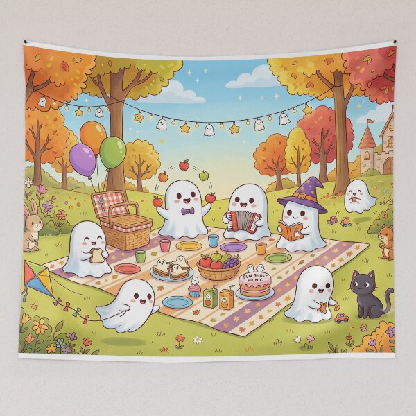 Item preview, Cute Ghost Halloween Outdoor Picnic designed and sold by Softie Sticker Studio.