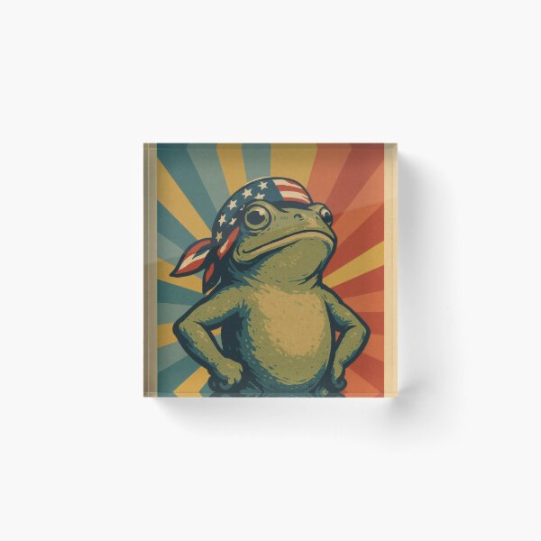 Item preview, Hop for Freedom Patriotic Frog | Bold American Flag Illustration | Vintage USA Americana Wall Art designed and sold by PaintedPixels01.