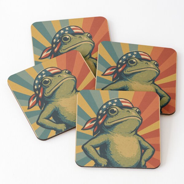 Item preview, Hop for Freedom Patriotic Frog | Bold American Flag Illustration | Vintage USA Americana Wall Art designed and sold by PaintedPixels01.