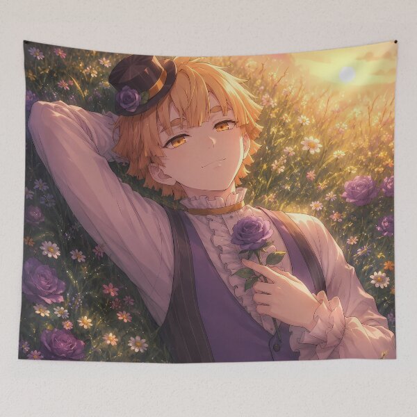 Item preview, Zenitsu Agatsuma Demon Slayer Peaceful Sunset Flowerfield designed and sold by mildaclairmo.