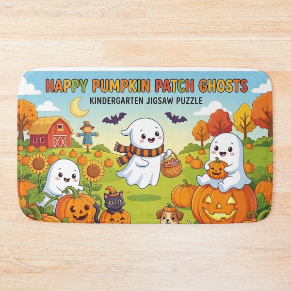 Item preview, Cute Ghost Happy Pumpkin Patch designed and sold by Softie Sticker Studio.