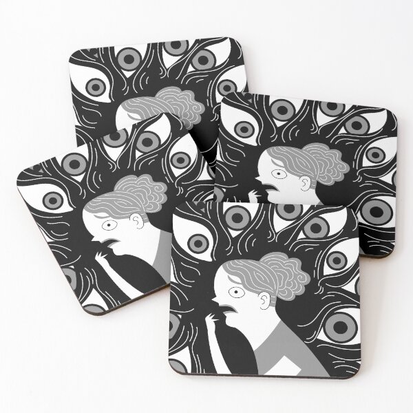Item preview, frightened woman with paranoia seeing watching eyes designed and sold by matintheworld ( delcarmat ).