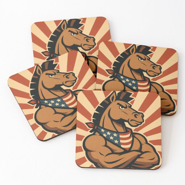 Item preview, Charge Ahead Patriotic Horse | Bold American Flag Illustration | Vintage USA Americana Wall Art designed and sold by PaintedPixels01.