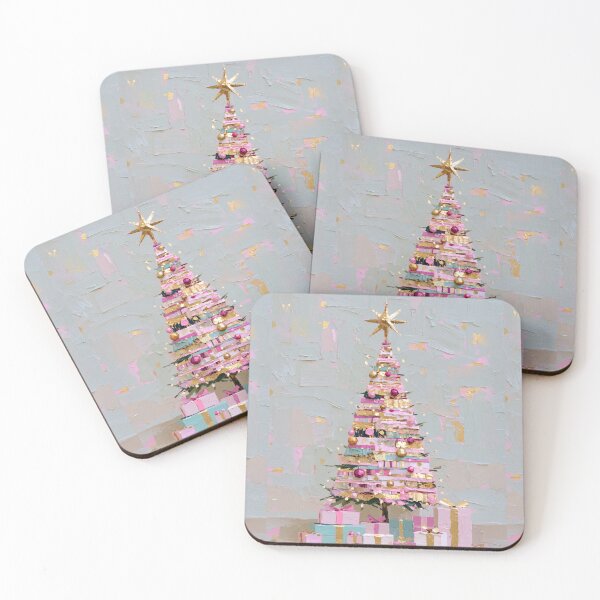 Item preview, Impasto Pink and Gold Christmas Tree Art designed and sold by colorful-white.