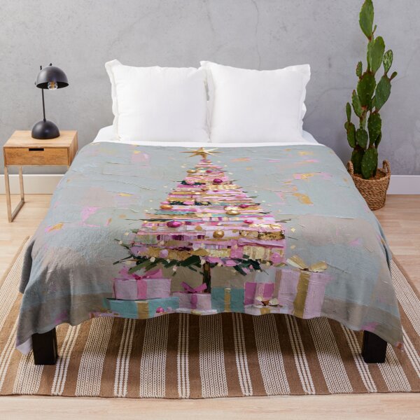 Item preview, Impasto Pink and Gold Christmas Tree Art designed and sold by colorful-white.