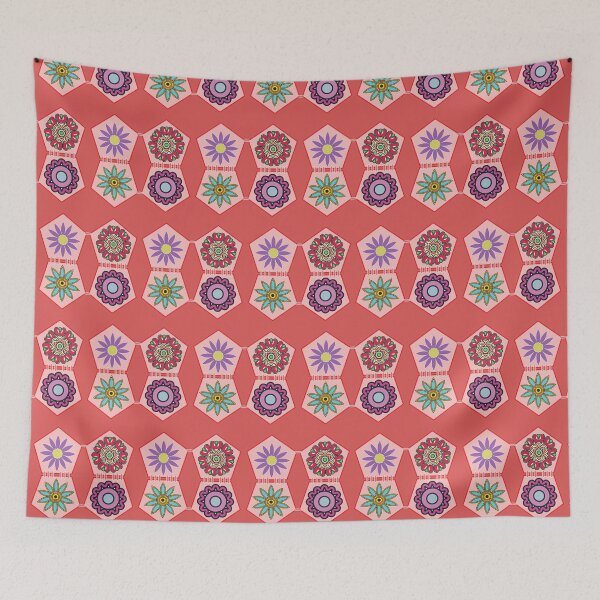Item preview, Colorful Floral Hexagon Seamless Pattern Background  designed and sold by ChaReePat.