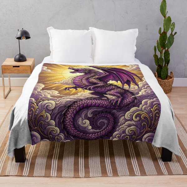 Item preview, Celestial Purple Dragon – Majestic Mythical Fantasy Dragon Art designed and sold by DragonSerpent Ink.