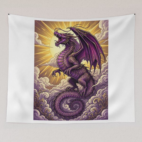 Aperçu de l'œuvre Dragon pourpre céleste – Art majestueux d'un dragon mythique fantastique créée et vendue par DragonSerpent Ink.