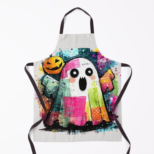 Artikelvorschau, Bunte Patchwork-Halloween-Kunst mit Geistern und Kürbissen entworfen und verkauft von colorful-white.