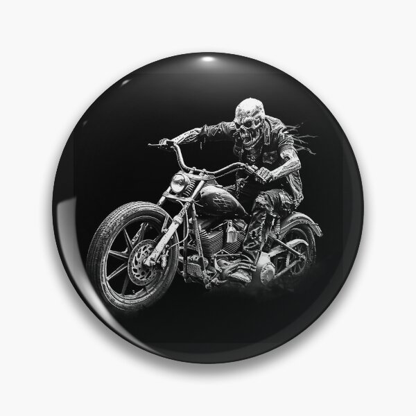 Item preview, Skeleton Biker on Chopper Motorcycle Black and White Gothic Art designed and sold by inkoutninja.