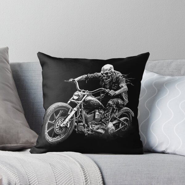 Item preview, Skeleton Biker on Chopper Motorcycle Black and White Gothic Art designed and sold by inkoutninja.