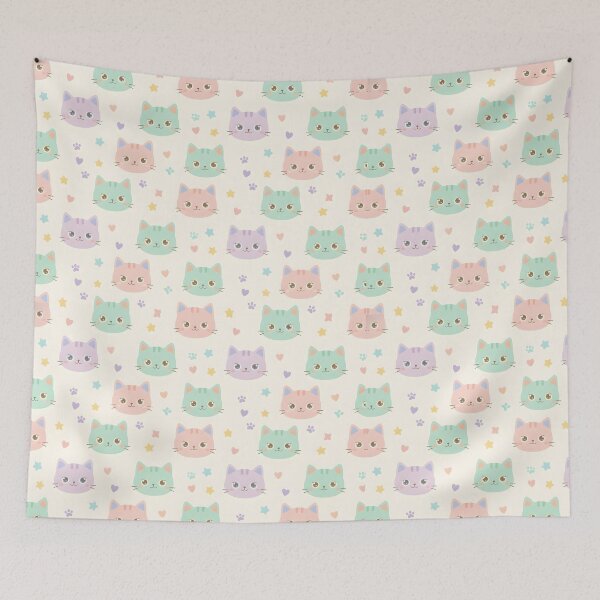 Item preview, Cute Pastel Cat Pattern Throw Blanket designed and sold by FestivityFinds.