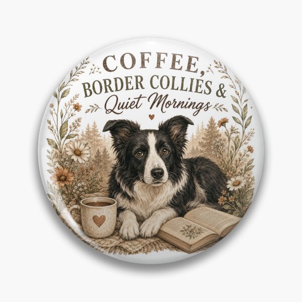 Item preview, Coffee, Border Collies & Quiet Mornings Vintage Dog Lover Design designed and sold by Hello Lola.