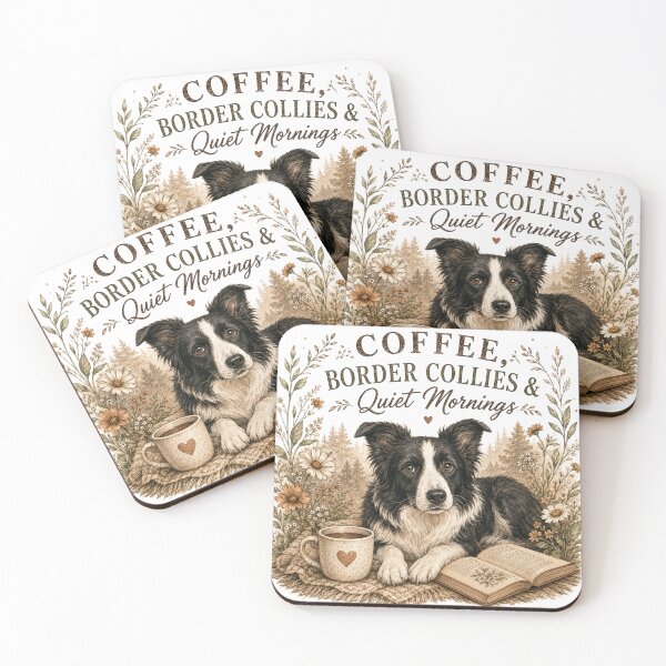 Item preview, Coffee, Border Collies & Quiet Mornings Vintage Dog Lover Design designed and sold by Hello Lola.