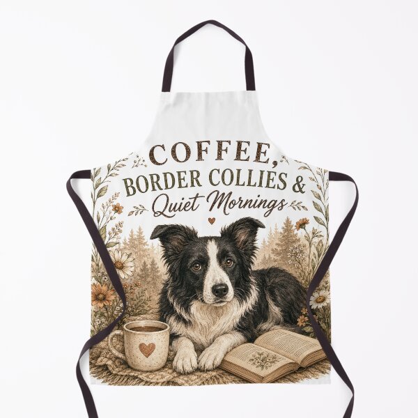 Item preview, Coffee, Border Collies & Quiet Mornings Vintage Dog Lover Design designed and sold by Hello Lola.