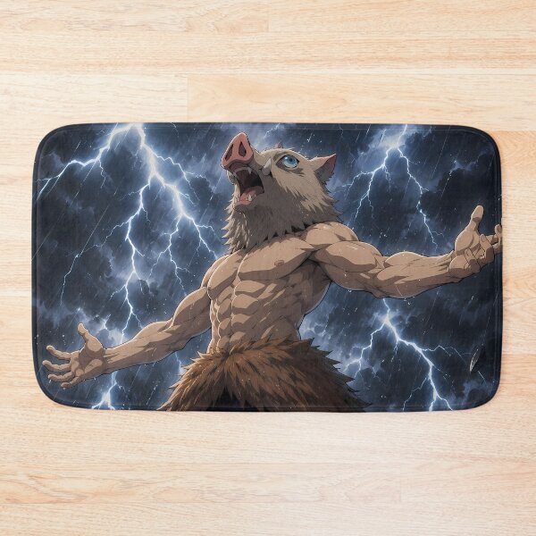 Item preview, Inosuke Hashibira Demon Slayer Thunderstorm Mountain Power Pose designed and sold by mildaclairmo.