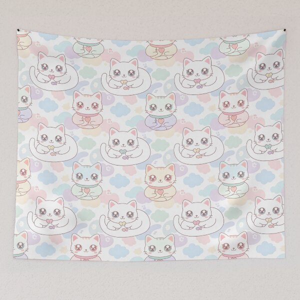 Item preview, Cute Kawaii Cats Meditation Pattern Throw Blanket designed and sold by FestivityFinds.