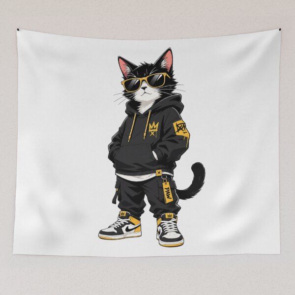 Item preview, Cool Streetwear Black Cat - Hip Hop Sneakerhead Tuxedo Cat Graphic designed and sold by GenZFashion000.