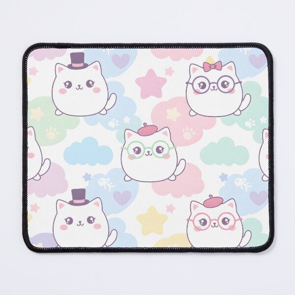Item preview, Cute Pastel Kawaii Cats with Accessories Throw Blanket | Rainbow Pattern designed and sold by FestivityFinds.