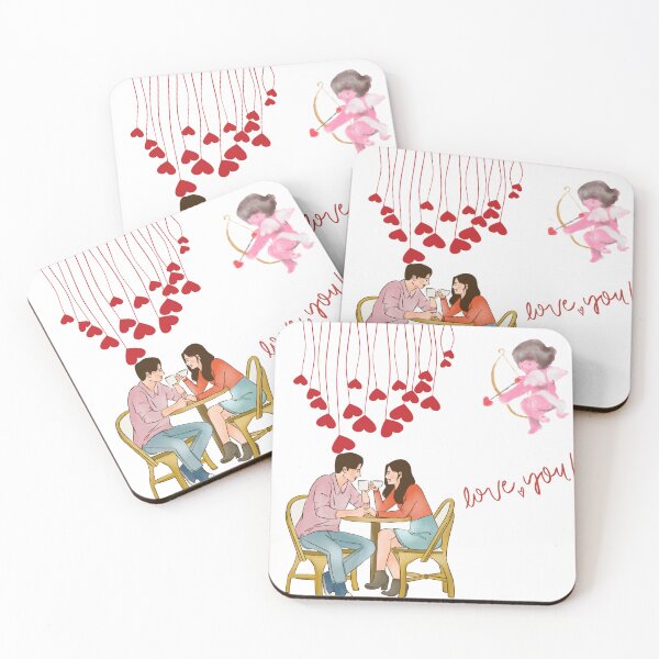 Item preview, Cute Love You Sticker Pack | Romantic Couple, Cupid & Hanging Hearts Clipart designed and sold by Emanartstudio14.
