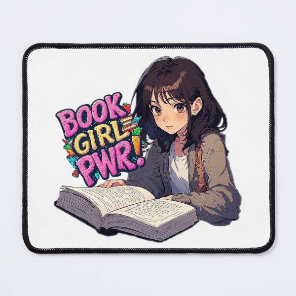 Item preview, In sticker style anime manga image of a cute girl reading a book for the BOOK GIRL PWR designed and sold by Giulivo Store Graphic.