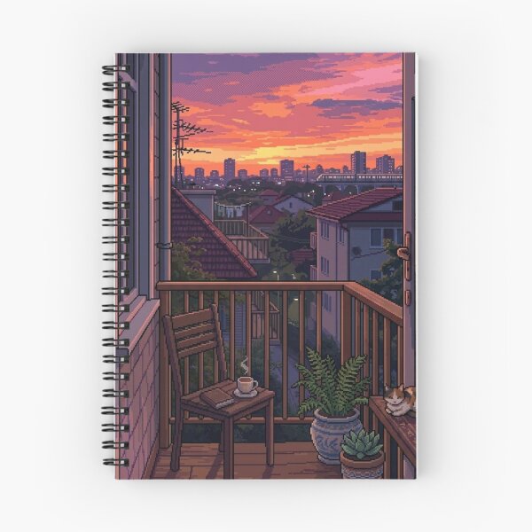 Item preview, Cozy Pixel Art Sunset Balcony designed and sold by CaseDiary.