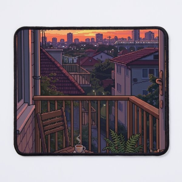 Item preview, Cozy Pixel Art Sunset Balcony designed and sold by CaseDiary.