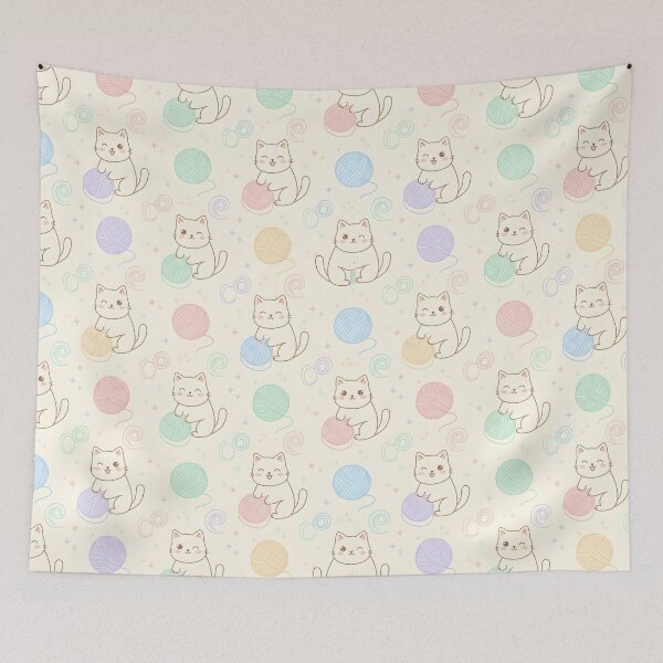 Item preview, Cute Cats Playing with Yarn Balls Throw Blanket designed and sold by FestivityFinds.