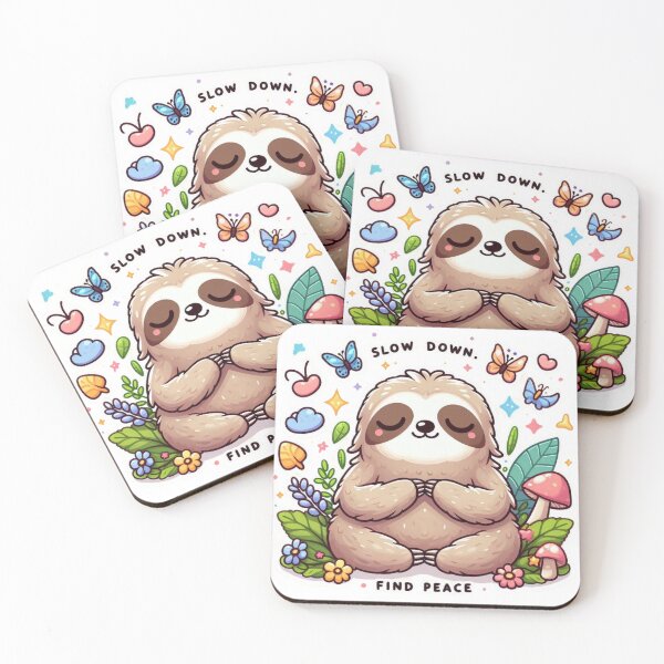 Item preview, Cute Meditating Sloth - Slow Down Find Peace Kawaii Art designed and sold by carestazafeli.