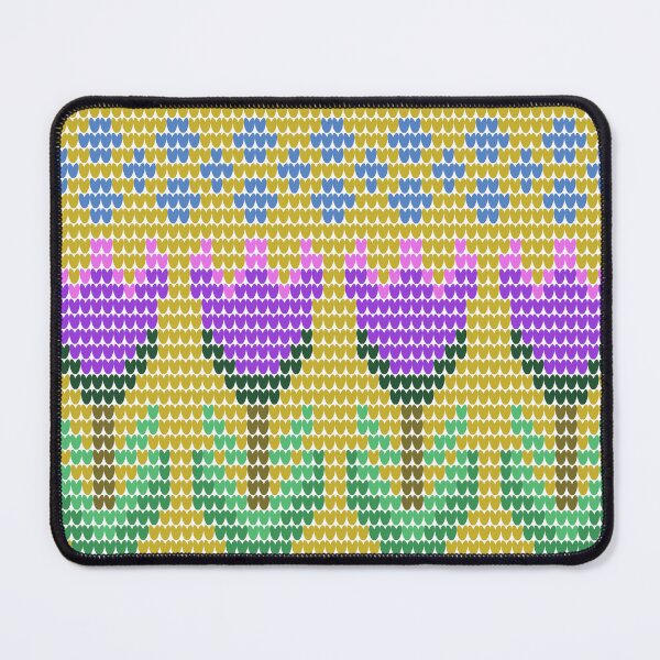 Item preview, Retro Folk Art Knitted Purple Tulip Pattern designed and sold by Aumpuk.