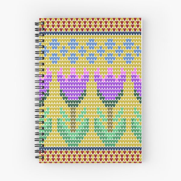 Item preview, Retro Folk Art Knitted Purple Tulip Pattern designed and sold by Aumpuk.