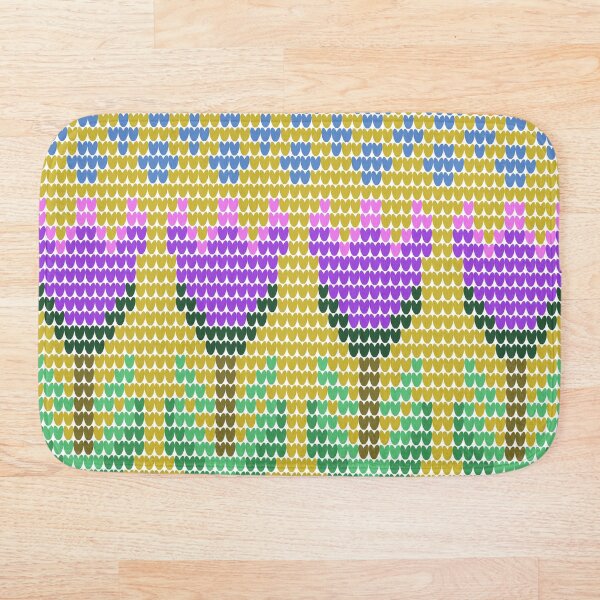 Item preview, Patrón de tulipán morado tejido con diseño de arte popular retro designed and sold by Aumpuk.