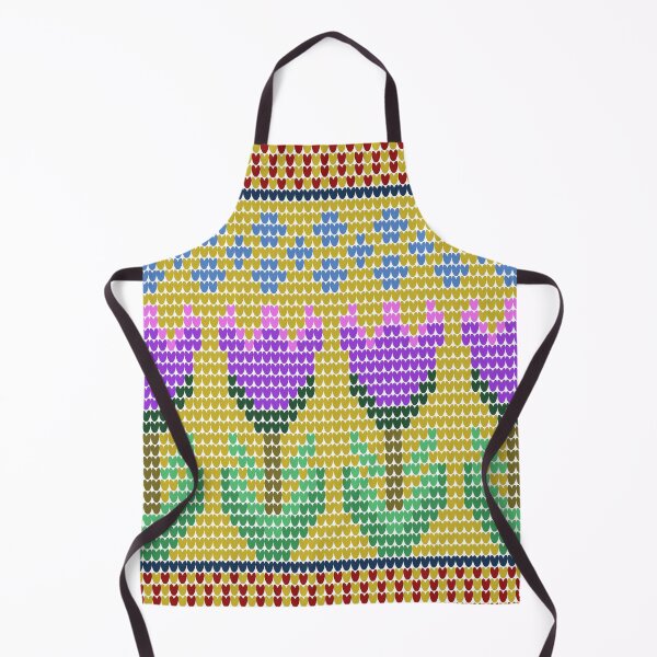Item preview, Retro Folk Art Knitted Purple Tulip Pattern designed and sold by Aumpuk.