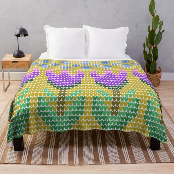 Item preview, Retro Folk Art Knitted Purple Tulip Pattern designed and sold by Aumpuk.